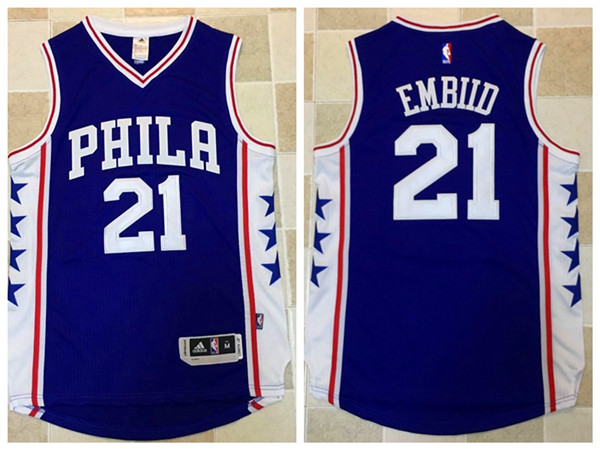 2017 NBA Philadelphia 76ers #21 Embiid blue Jerseys